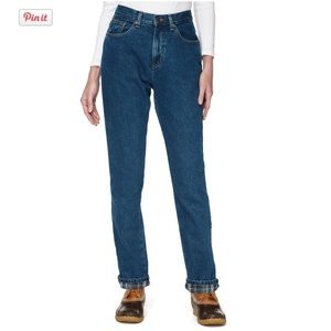 LL Bean Womens Double L Jeans Sz 12 Tall FLANNEL LINED Original Fit Relaxed 90s